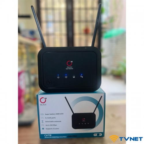 Bộ phát Wifi 4G OLAX AX8 PRO chuẩn Wifi 6 tốc độ 300Mbps. Hàng chuyên dụng - Hỗ trợ 32 kết nối - Pin 5000mAh