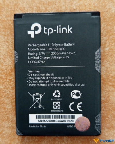 Pin Tp-link M7350 TBL-55A2000 dung lượng 2000mAh. Pin mới bảo hành 1 đổi 1