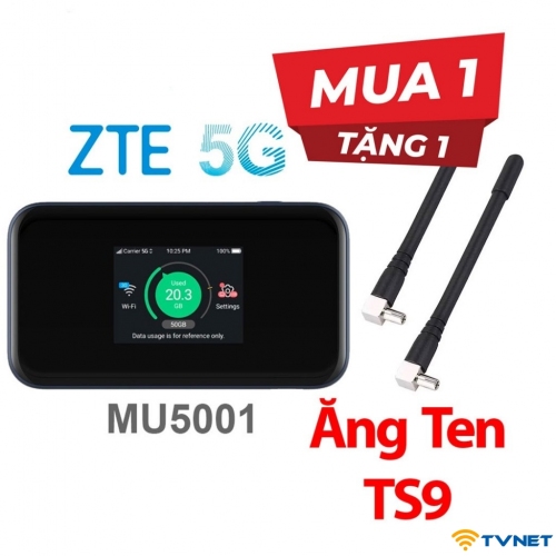 Bộ phát Wifi 5G ZTE MU5001 Wifi6 tốc độ 1.8Gbps. - Hỗ trợ 32 kết nối - Pin 4500mAh - Băng tần kép NSA/SA cực mạnh