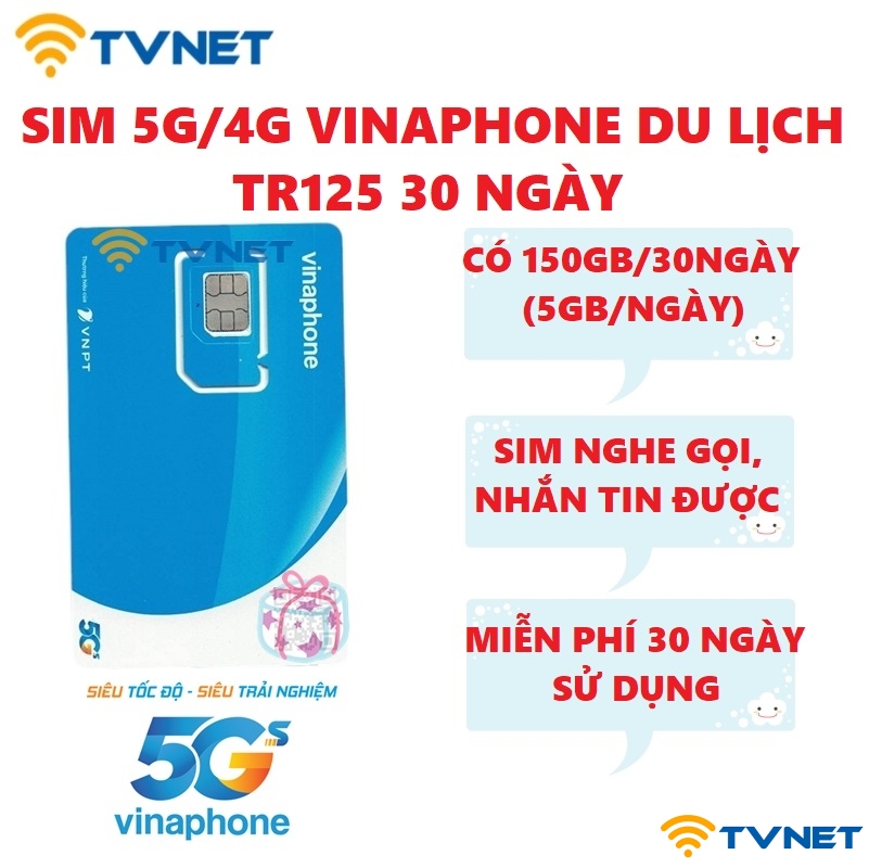 sim 5g vinaphone du lịch tr125 30 ngay